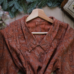 Warm Orange Paisley Vintage Blouse | M