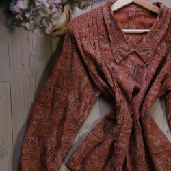 Warm Orange Paisley Vintage Blouse | M