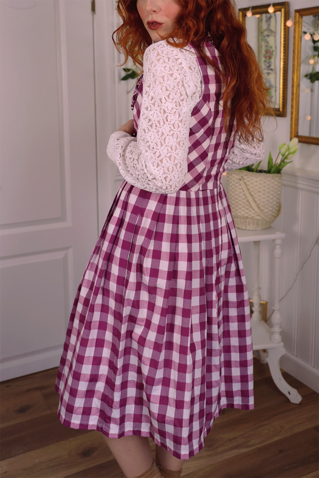 Warm Pink Gingham Cottage Core Dress | S/M