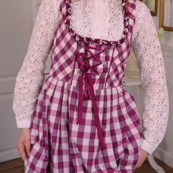 Warm Pink Gingham Cottage Core Dress | S/M