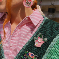 Wheelbarrow of Flowers Brooch
