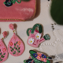 Wheelbarrow of Flowers Brooch