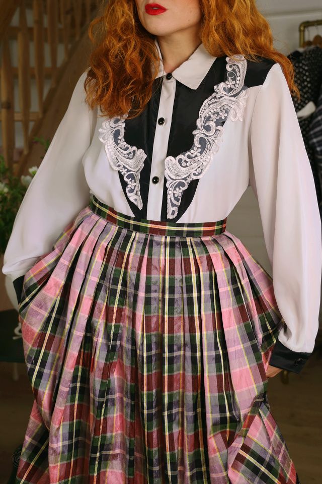 Pink Plaid Vintage Skirt | XS