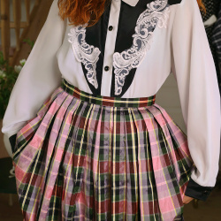 White &amp; Black Statement Chest Vintage Blouse | L