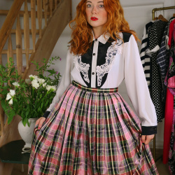 Pink Plaid Vintage Skirt | XS