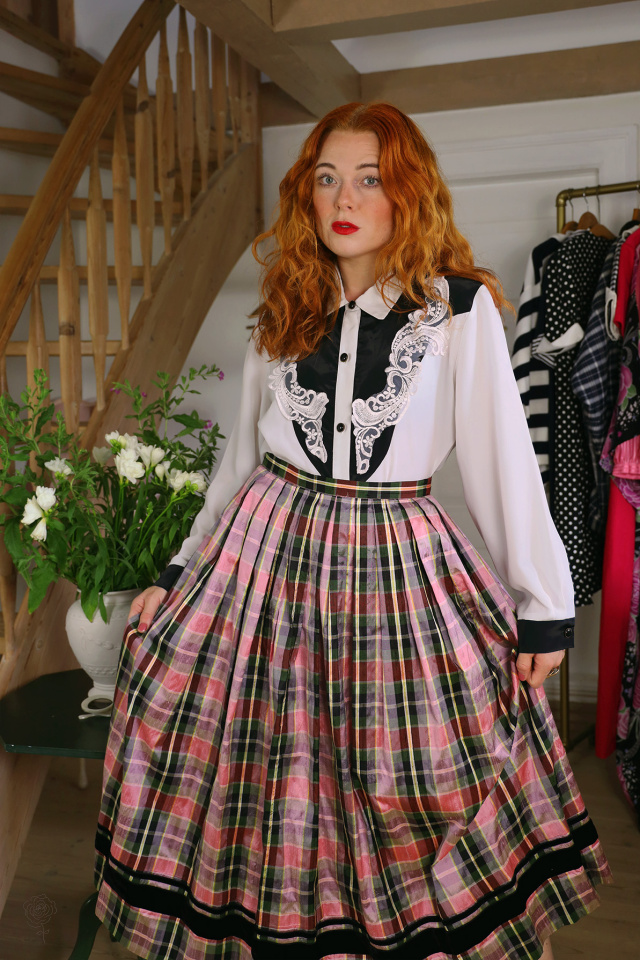 Pink Plaid Vintage Skirt | XS