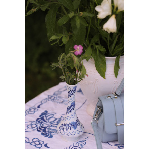 White Blue Floral Handpainted Vase 