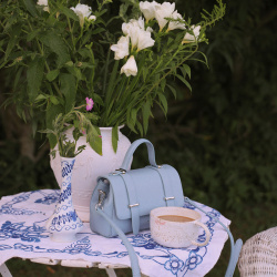 White Blue Floral Handpainted Vase 