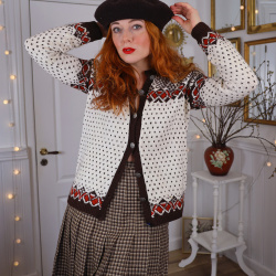 Brown Houndstooth Vintage Wool Skirt | S