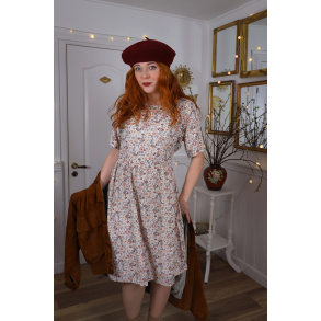 Romantic Cream Floral 90's Mini Dress | S