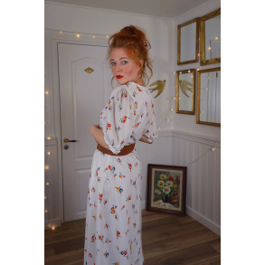 Adroable White Floral Vintage Dress | M