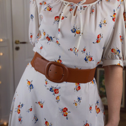 Adroable White Floral Vintage Dress | M