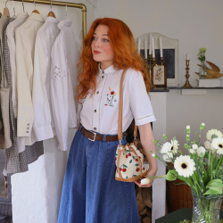 White Vintage Embroidered Top | M