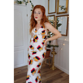 White Floral Square Vintage Maxi | XS