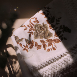 12 x White Brown Rose Vintage Napkins or Placement Mats