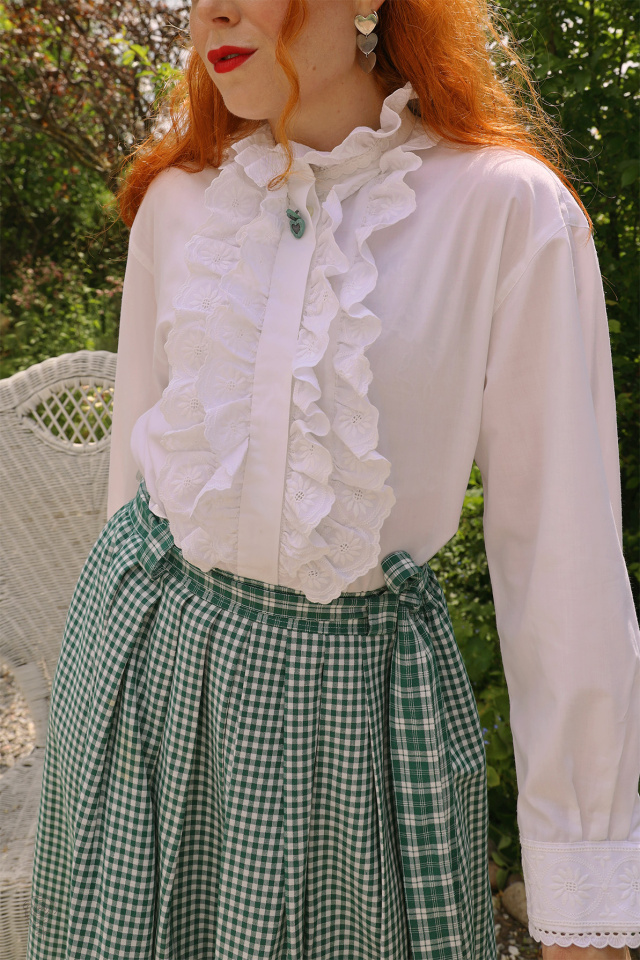White Frills Vintage Blouse | M