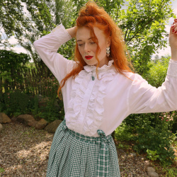 White Frills Vintage Blouse | M