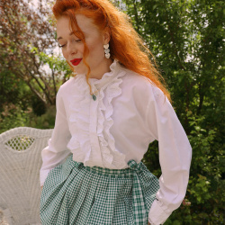 White Frills Vintage Blouse | M