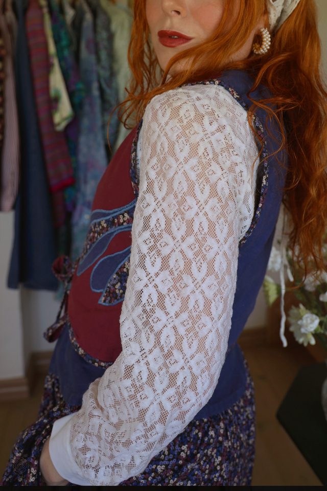 Blue &amp; Plum Floral Funky 70's Vintage Cotton Set | S
