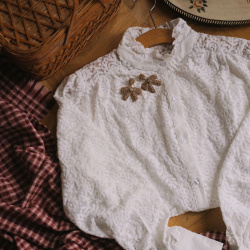 White Paisley Lace Blouse 