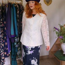 Romantic White Lace Vintage Jacket | M/L
