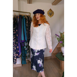 Romantic White Lace Vintage Jacket | M/L