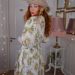 White Floral 80's Mini Vintage Dress | XS/S