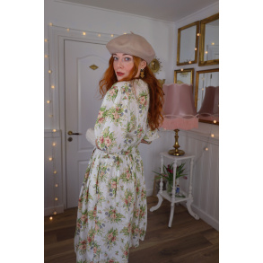 White Floral 80's Mini Vintage Dress | XS/S