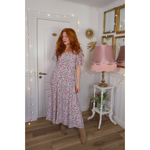 White Pink & Purple Floral 90's Dress | M/L