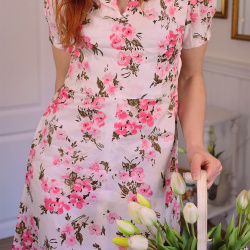 White Pink Floral 70's Mini | S