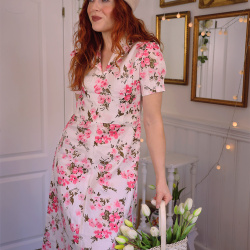 White Pink Floral 70's Mini | S