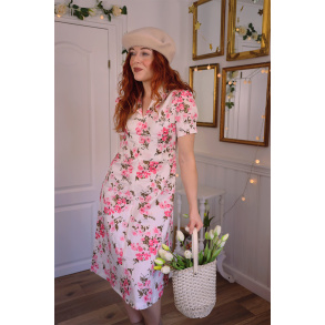 White Pink Floral 70's Mini | S