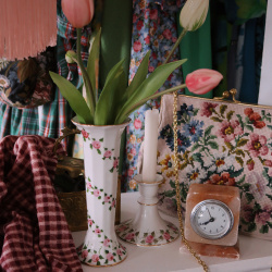 Handpainted Rose Vase &amp; Candle Holder 