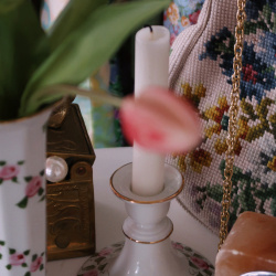 Handpainted Rose Vase &amp; Candle Holder 