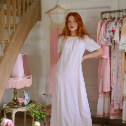 White Purple Floral Vintage Dress | M