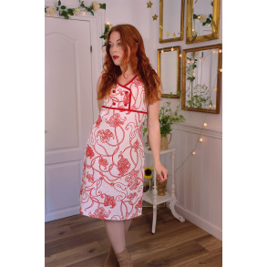 White Red Floral 60's Mini | M