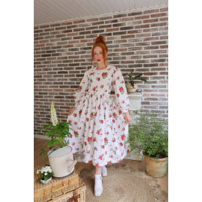 Rita's Red Floral Remade Vintage Dress | S