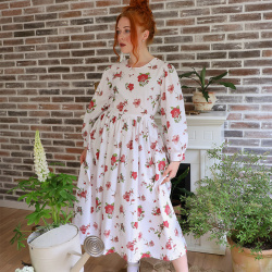 Rita's Red Floral Remade Vintage Dress | S