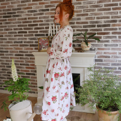 Rita's Red Floral Remade Vintage Dress | S