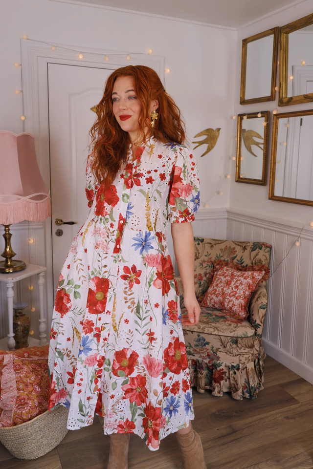 Red Spring Blossom Dress | S/M