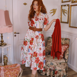 Red Spring Blossom Dress | S/M