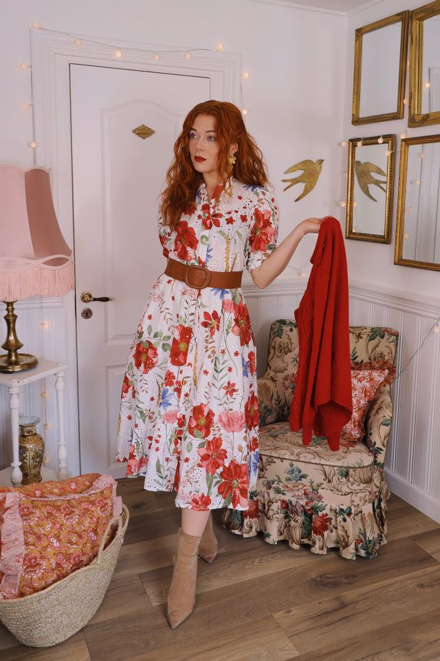 Red Spring Blossom Dress | S/M