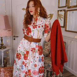 Red Spring Blossom Dress | S/M