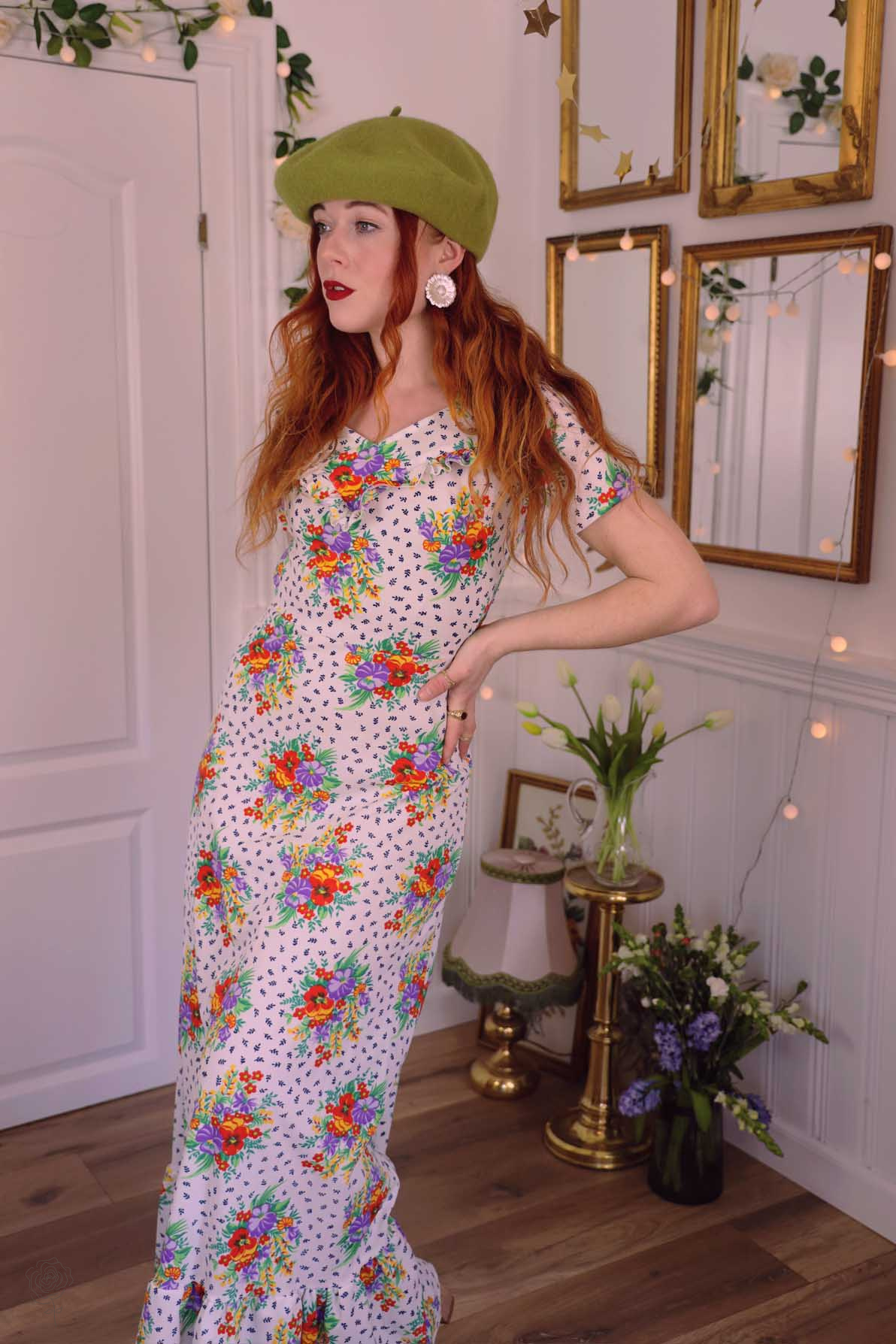 ワンピース VINTAGE LIKE SHEER FLOWER DRESS I-72398KL-RNW-AM-sheer-mesh-