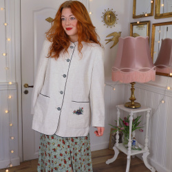 Light Beige Embroidered Vintage Jacket | L
