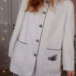 Light Beige Embroidered Vintage Jacket | L