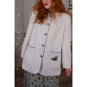 Light Beige Embroidered Vintage Jacket | L