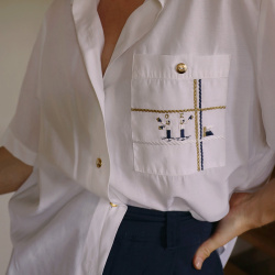 White Sailor Inspired Vintage Top | L