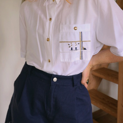 White Sailor Inspired Vintage Top | L