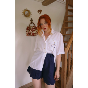 White Sailor Inspired Vintage Top | L